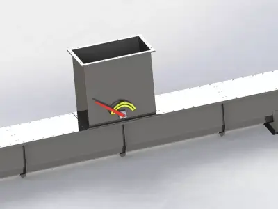 500x6000 mm double discharge screw conveyor 3D model