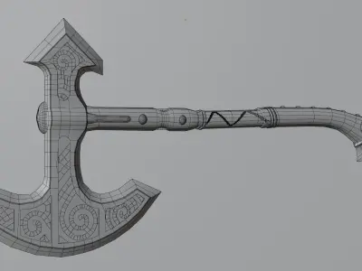 Steel Axe Low-poly 3D model order