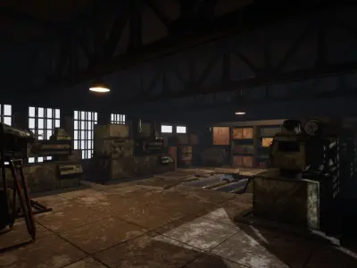 Modular Industrial Building for UE Low-poly 3D model