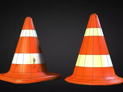 Traffic Cones Low-poly 3D model