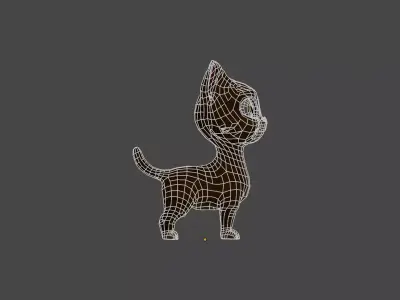 Rigged Cartoon Cat Character  Game Ready Low Poly Low-poly 3D model