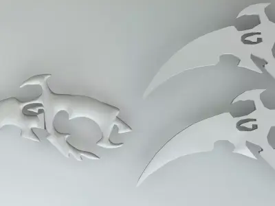 Dagger three wooden axes Low-poly 3D model