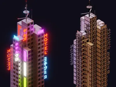 Cyberpunk City 3D model 2