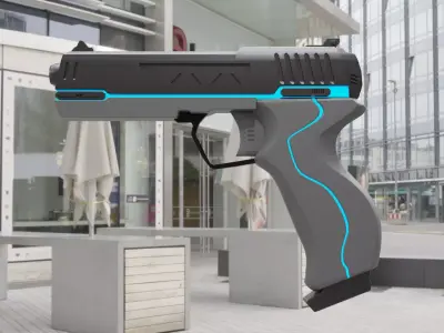 Sci-fi Pistol Low-poly 3D model 18