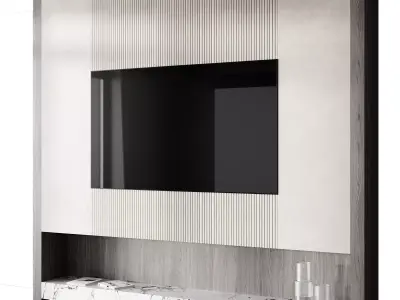 tv wall set 11 Free 3D model