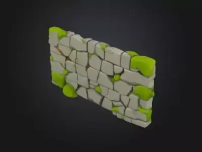 Stylized Modular Dungeon Wall Low Poly Game Asset Low-poly 3D model