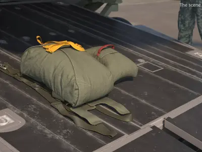 Military Parachute Backpack Folded 3D model