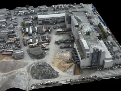 factory building industrial terrain storage drone photogrammetry 3D model