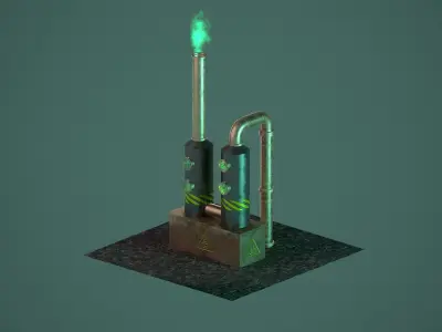 Industrial gases washer - Game Asset Low-poly 3D model