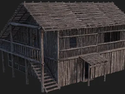 Old Wooden Building 4K Textures GameReady 181 Low-poly 3D model