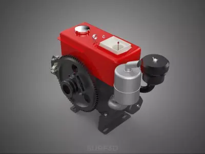 SMALL UTILITY DIESEL ENGINE MACHINE MOTOR INTERNAL COMBUSTION HP 3D model