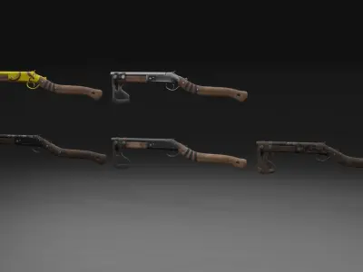 Shotgun-Axe PBR Game READY gun with blood Low-poly 3D model