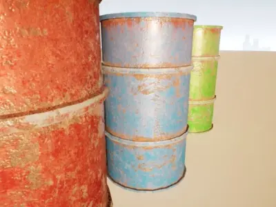 Rusty Barrels Low-poly 3D model