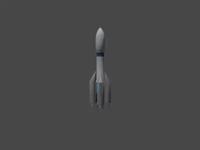 ROCKET WITH FUEL TANKS Low-poly 3D model