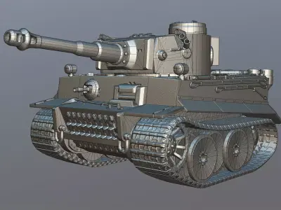German Tiger I Tank Toon Low-poly 3D model