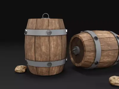 Wooden Barrel Free Game Ready PBR Free low-poly 3D model