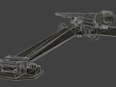 M1918 155mm GPF French Artillery Low-poly 3D model