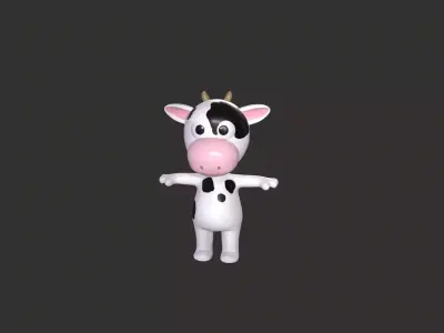 Cartoon 002 Character Cow Cute Low-poly 3D model