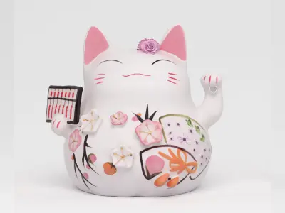 fortuneCat japanese kawaii cat figurine 3D model