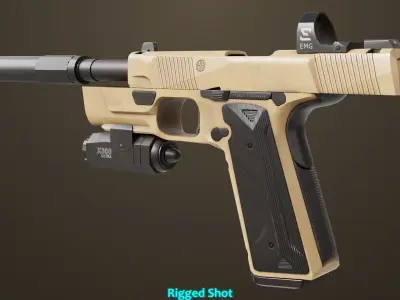 Pistol 03 Brown Generic  All PBR Unity UE Textures Included Low-poly 3D model