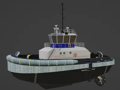 Fully electric tugboat 3D model low-poly Low-poly 3D model