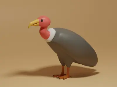 Cartoon Cute Brid Vulture Low-poly 3D model