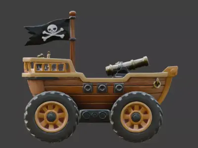 Pirate Brigantine Monster Truck 3D Model Low-poly 3D model