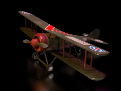 Airplane old Low-poly 3D model