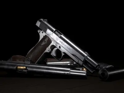 Colt 1911 Low-poly 3D model 2