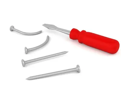 Screwdriver With Nails  3D model