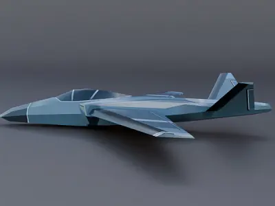 Lowpoly textured jet Low-poly 3D model