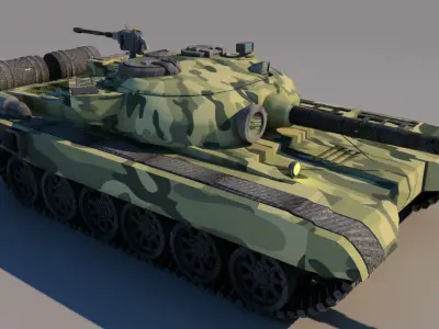 Rigged Army Tank Low-poly 3D model