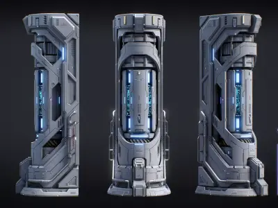 Sci-Fi Parts Kit Pack Vol 02 E-PBR Low-poly 3D model