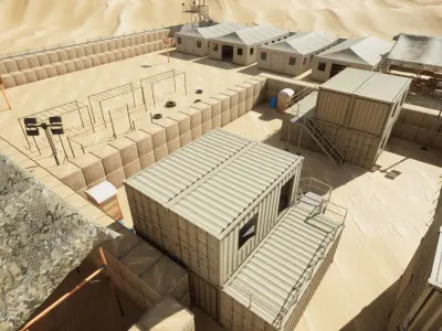 Military Base Stylized Environment Low-poly 3D model