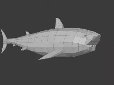 Megalodon shark low poly Free low-poly 3D model
