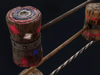 Killer Clown Wooden Hammer Low-poly 3D model