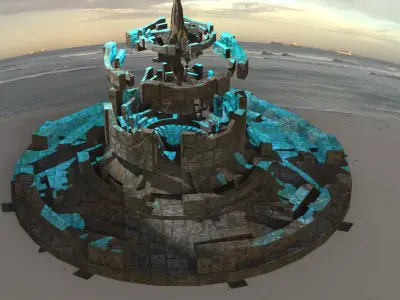Babylon AD Sci fi garden structure fountain  Low-poly 3D model