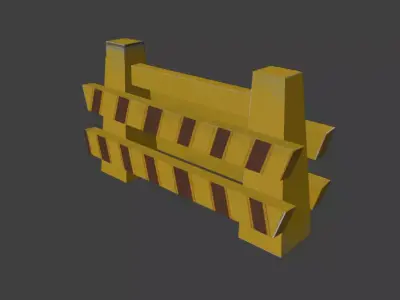 retro warning traffic fence Low-poly 3D model