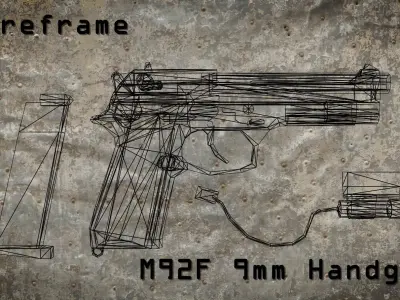 M92F 9mm Handgun - Low-poly  Low-poly 3D model