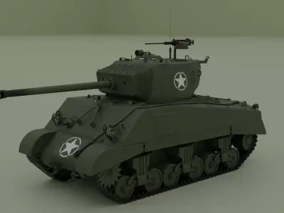 M4A2 Sherman 76w Low-poly 3D model