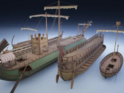 Ancient Ships Low-poly 3D model