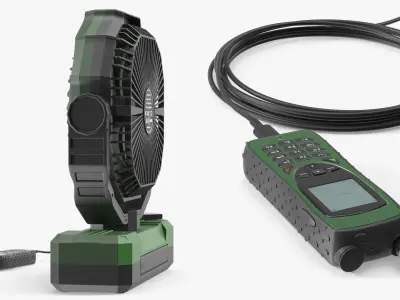  Outdoor Power Fan USB Connected to Rugged Phone Green 