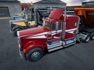 Semitruck with dump trailer unity asset Low-poly 3D model