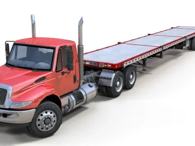 International Durastar flatbed trailer Low-poly 3D model