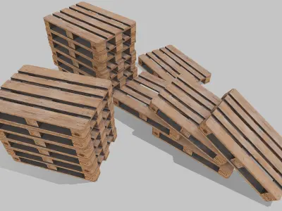 Pallets wooden option 2 Low-poly 3D model