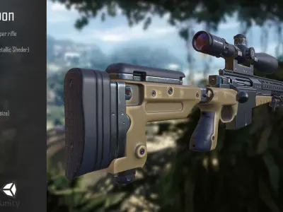 Sniper rifle PBR Low-poly 3D model