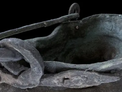 Antique crushed copper pot 3D model