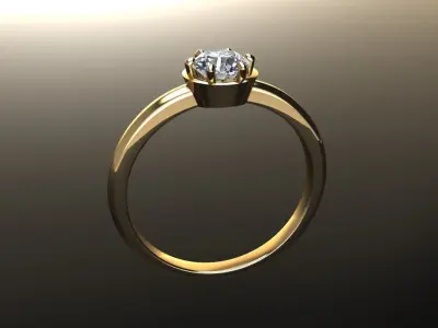 Round Halo Basket Style Dainty Engagement Ring 3D print model
