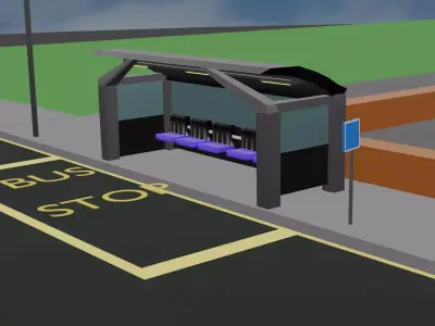 bus stop city assets Free low-poly 3D model