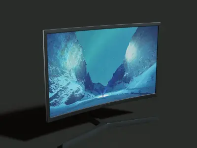 Curved Monitor 24 PBR  Free low-poly 3D model